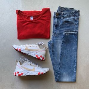 Nike React Element 55 Tan and Red Suede Size 9